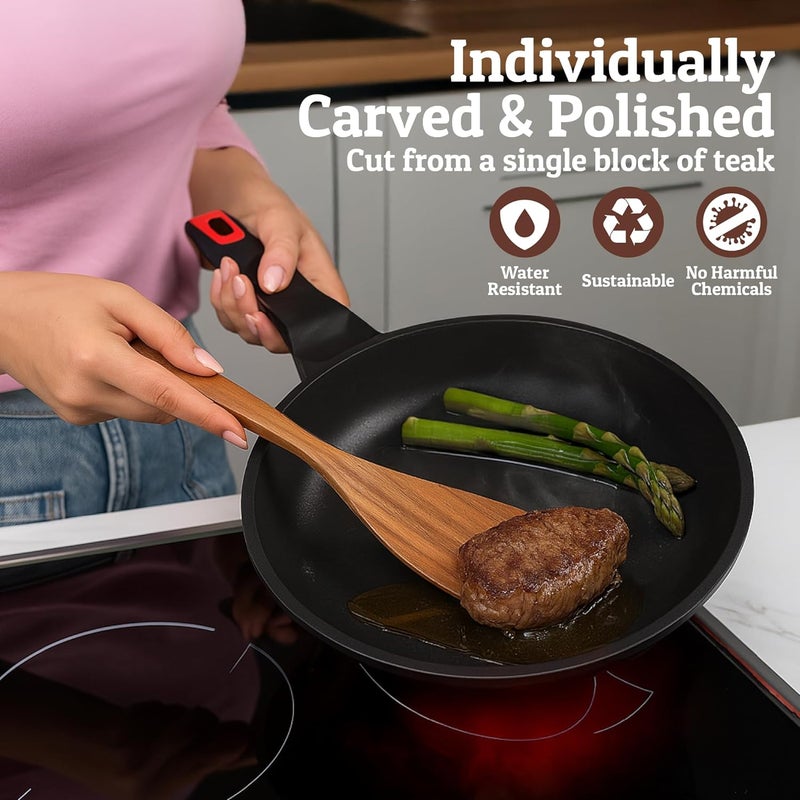 Priority Chef PriorityChef Premium Wooden Spoons for Cooking - 8pc with Utensil Holder, Spoon Rest and Hanging Hooks, Smooth Finish Teak Wooden Utensil Set, Heat-Resistant & Nonstick Safe, Ideal for Gifting - Image 5